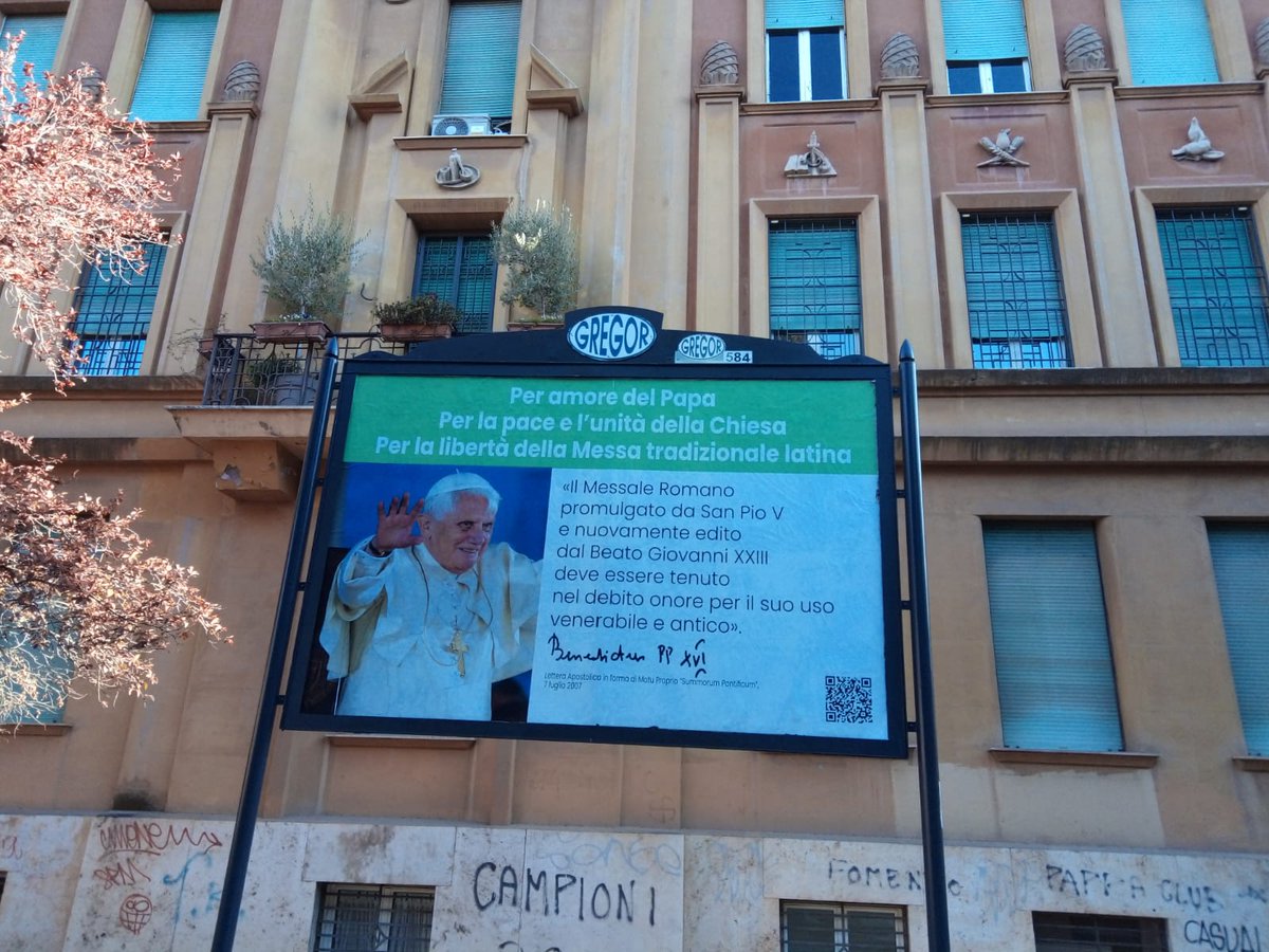 JUST IN: Pro-Traditional Latin Mass Billboards Plastered around Rome and the Vatican this morning, via <a href="/messainlatino/">MiL_MessainLatino.it</a>:  blog.messainlatino.it/2023/03/breaki…. English translation of the MiL post and photos below.