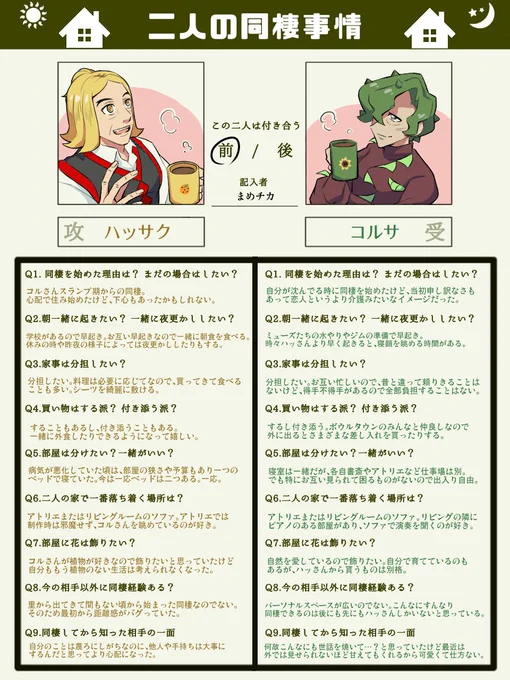 ハッコル🍊🌻と同棲事情
テンプレお借りしました! 