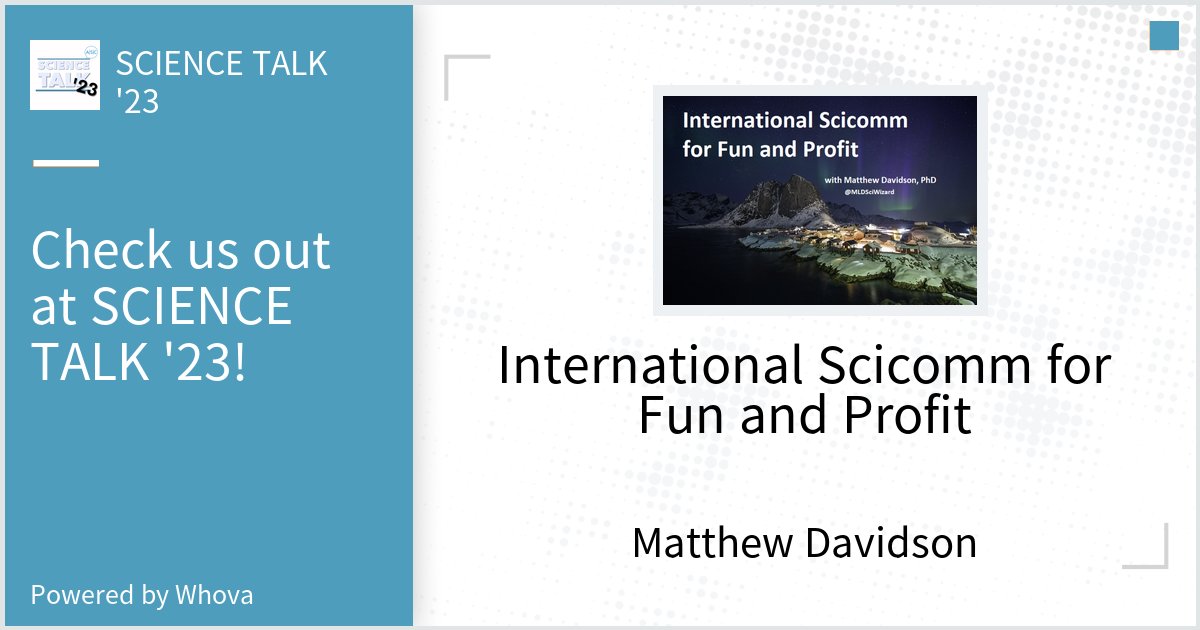 MLDSciWizard's tweet photo. Who is coming to SCIENCE TALK '23!?
Come hear about my adventures in international Scicomm and how you can too!
#SciTalk23 #scicomm #ASC @sciencetalkorg #SciTalk #ScienceComm #scicommpros. #ASCpros #ChatwithASC - via #Whova event app https://t.co/mtyAmagsBr