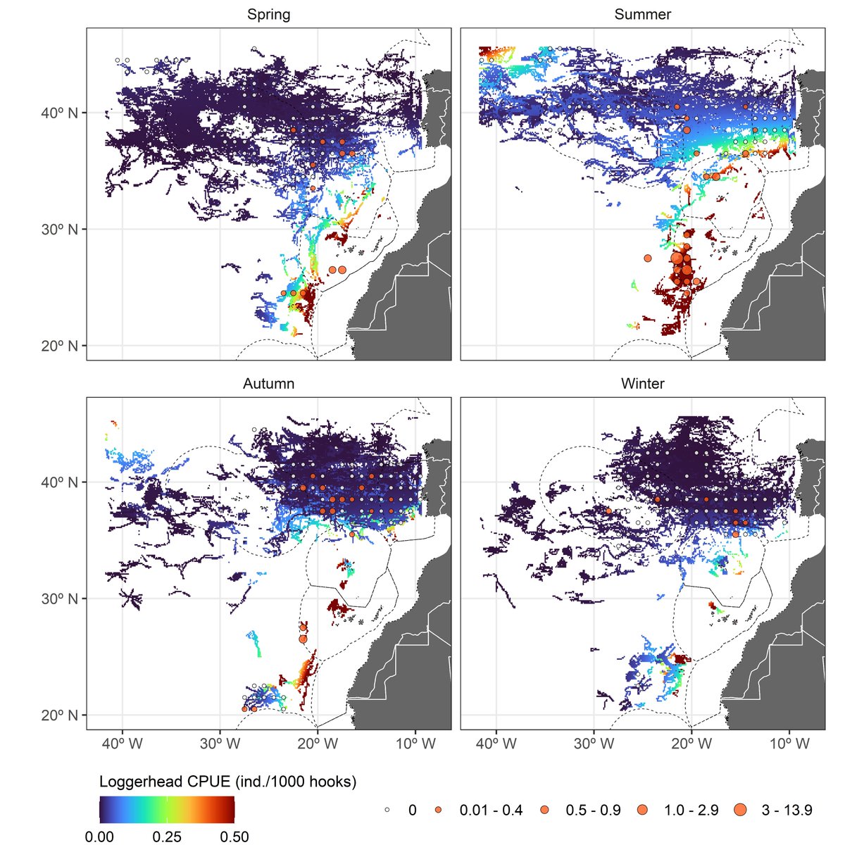 COSTAproject_'s tweet photo. Incidental capture of #seaturtles in the Northeast Atlantic Portuguese pelagic longline fishery. 
Parra et al. 2023 FISH RES
 #loggerhead and #leatherback interactions with the gear estimated using @GlobalFishWatch effort data.
@sciencedirect 
@OkeanosUac 
@USFWS 
@ACCSTR_UF https://t.co/SSsE7DVKwV