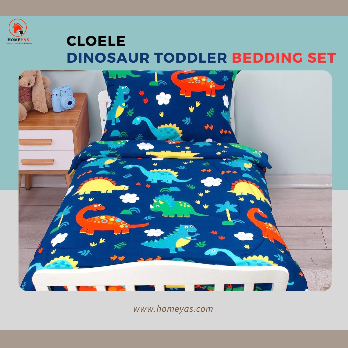 Homeyas_'s tweet photo. The "Cloele Dinosaur Toddler Bedding Set" is a fun and colorful bedding set designed for toddlers. 
.
https://t.co/t9g5z2qJe0
.
.
.
#toddlerbedding #dinosaurbedding #cutebedding #bedsets #bed https://t.co/6Ra30pC95j