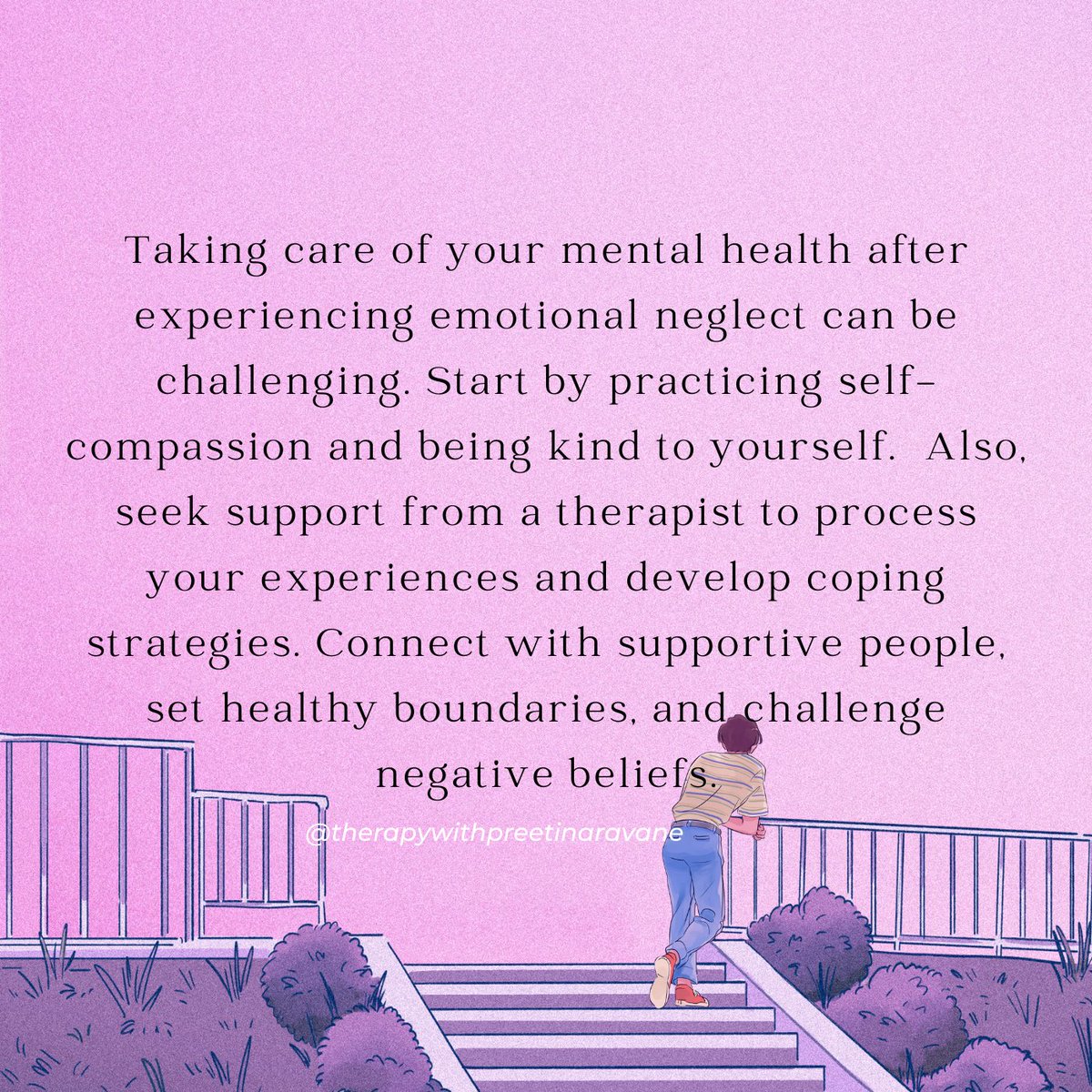 #mentalhealth #mentalhealthawareness #counselling #counsellingpsychology #therapy #therapist #emotionalneglect #emotionalsupport #validation #affection #lowselfesteem #anxiety #depression #unhealthyrelationships #healthycoping #selfcare #selfcompassion #therapywithpreetinaravane