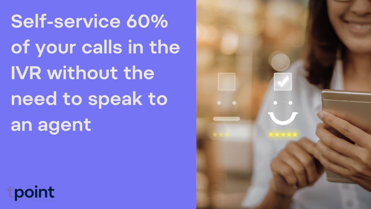 tPointSolutions's tweet image. Your voicebot could self-service 60% of your calls in the IVR without the need to speak to an agent

Find out more 👉 lnkd.in/dASTnQM

Contact us today on tPoint.Enquiries@wearewoven.com to find out more about implementing our voicebot