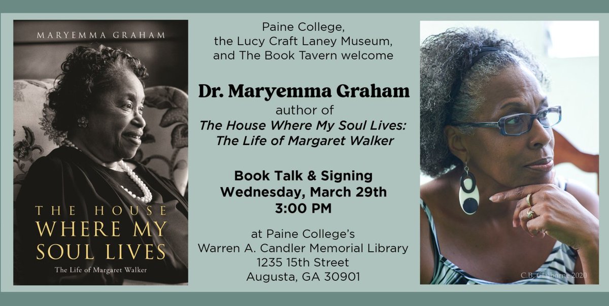 LCLMuseum's tweet photo. Tomorrow! Please mark your calendars for this special upcoming event! Dr. M...
#lucycraftlaneymuseumofblackhistory #lucycraftlaneymuseum #drmaryemmagraham #painecollege #loveaugusta #blackhistory #augustablackhistory #booksigning #thehousewheremysoullives #thelifeofmargaretwalker https://t.co/uiP5jB9Zj9