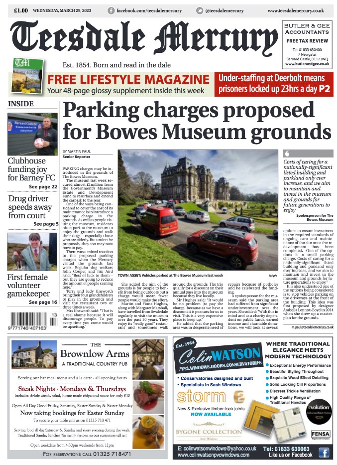 This week's Teesdale Mercury – parking charges proposed for The Bowes Museum teesdalemercury.co.uk/news/this-week…