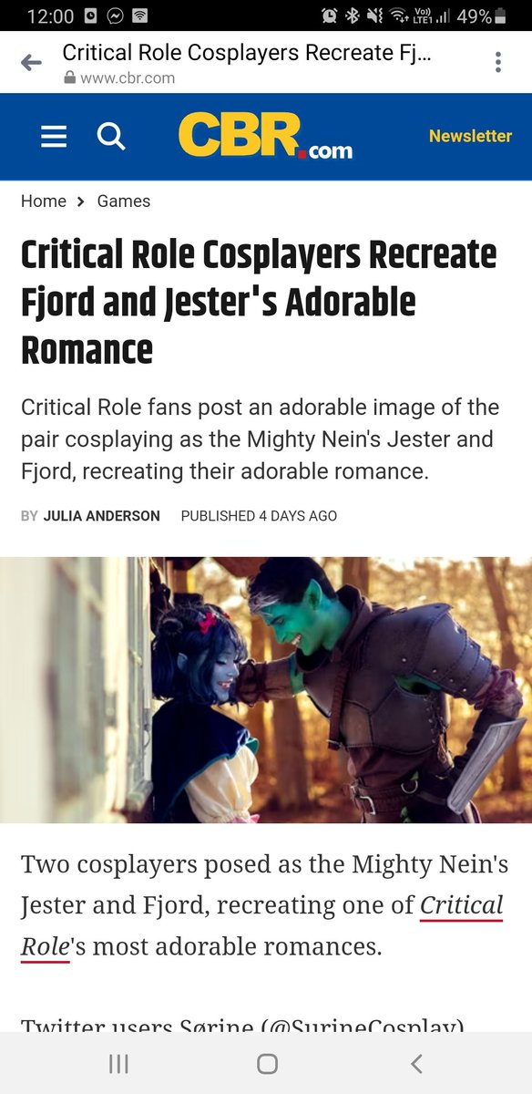 Chrisbs_Cosplay's tweet photo. Stumling across this I can't say that I don't like it 😆
Probably written by chatgpt though 🙈
@SurineCosplay @KittyMortensen 
#CriticalRole https://t.co/cH3CY5byhp