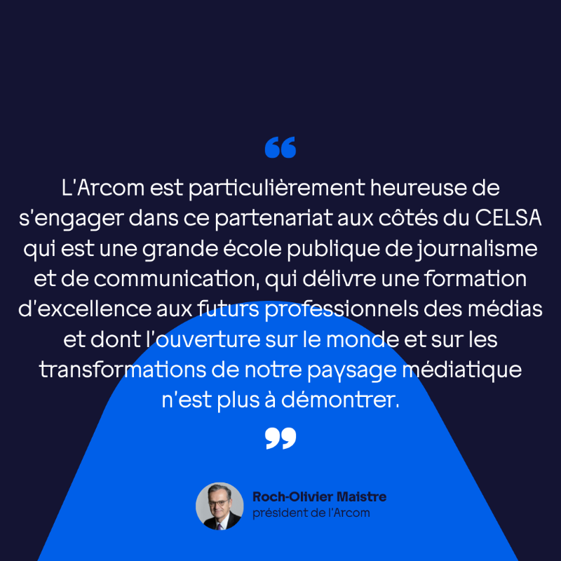 Arcom_fr's tweet photo. 📣 Éducation aux médias, à l’information et à la citoyenneté numérique : signature d’une nouvelle convention entre le @CELSA_Officiel et l’@Arcom_fr 🔽 #SPME2023