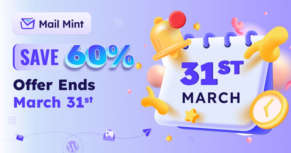 WpFunnels's tweet photo. Hi All! 👋

Only 3 days left to grab the #lifetimedeal for #MailMint

This is y#LastChance to get unlimited licenses and lifetime pricing. After this, only yearly plans will be available. 🤷

Act fast and secure your lifetime license before March 31st!
👉https://t.co/Sj1PVK6nGB https://t.co/bIyI19juNs
