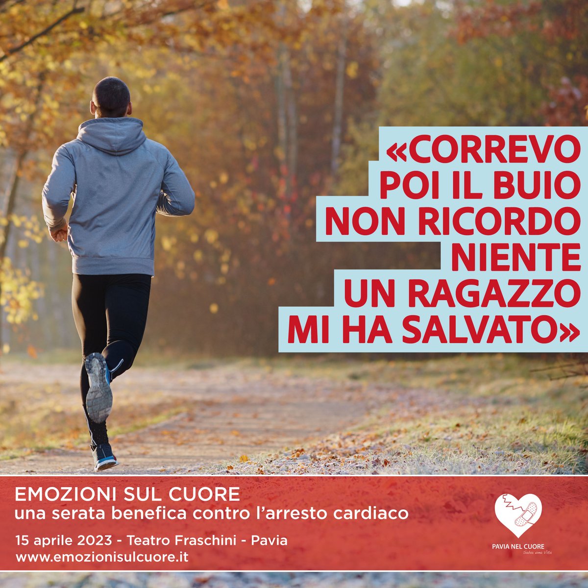 Sabato 15 aprile, ad emozionarci, la storia di chi è sopravvissuto ad un arresto cardiaco!
Partecipa anche tu alla nostra serata #salvavita
Biglietti su emozionisulcuore.it #pavia #vigevano #pavianelcuore #voghera #milano #lodi #volontariato #cuore #blsd #defibrillatore #rcp