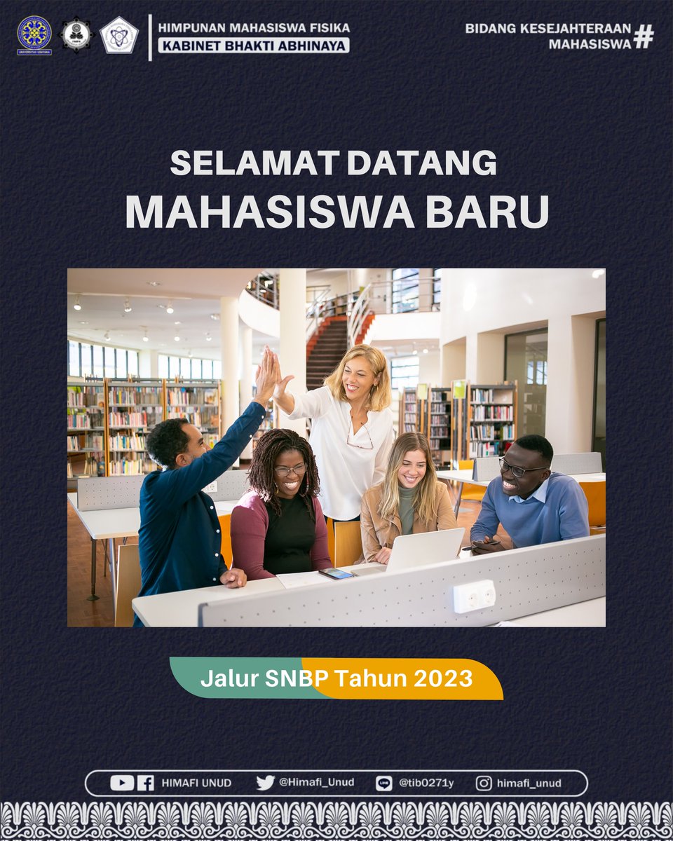 HIMAFI_UNUD's tweet photo. [Selamat Datang Mahasiswa Baru Jalur SNBP Tahun 2023]

Halo Civitas Akademika Fisika!!

Selamat datang dan selamat bergabung menjadi bagian dari Program Studi Fisika FMIPA Universitas Udayana.

Selamat bagi kalian calon mahasiswa baru yang telah dinyatakan lolos melalui jalur https://t.co/IQz0nIA03U