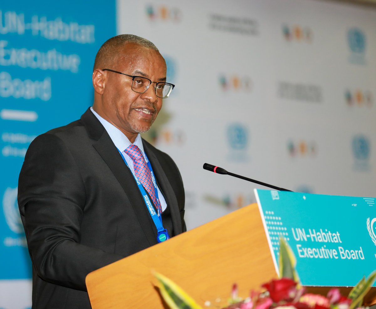Lands_Kenya's tweet photo. Lands, Public Works, Housing and Urban Development Cabinet Secretary Zachariah Njeru today urged member states to contribute more resources to support the @UNHABITAT. The CS called on the member nations to update their regular contributions to the organization. https://t.co/NSd60wqDW3