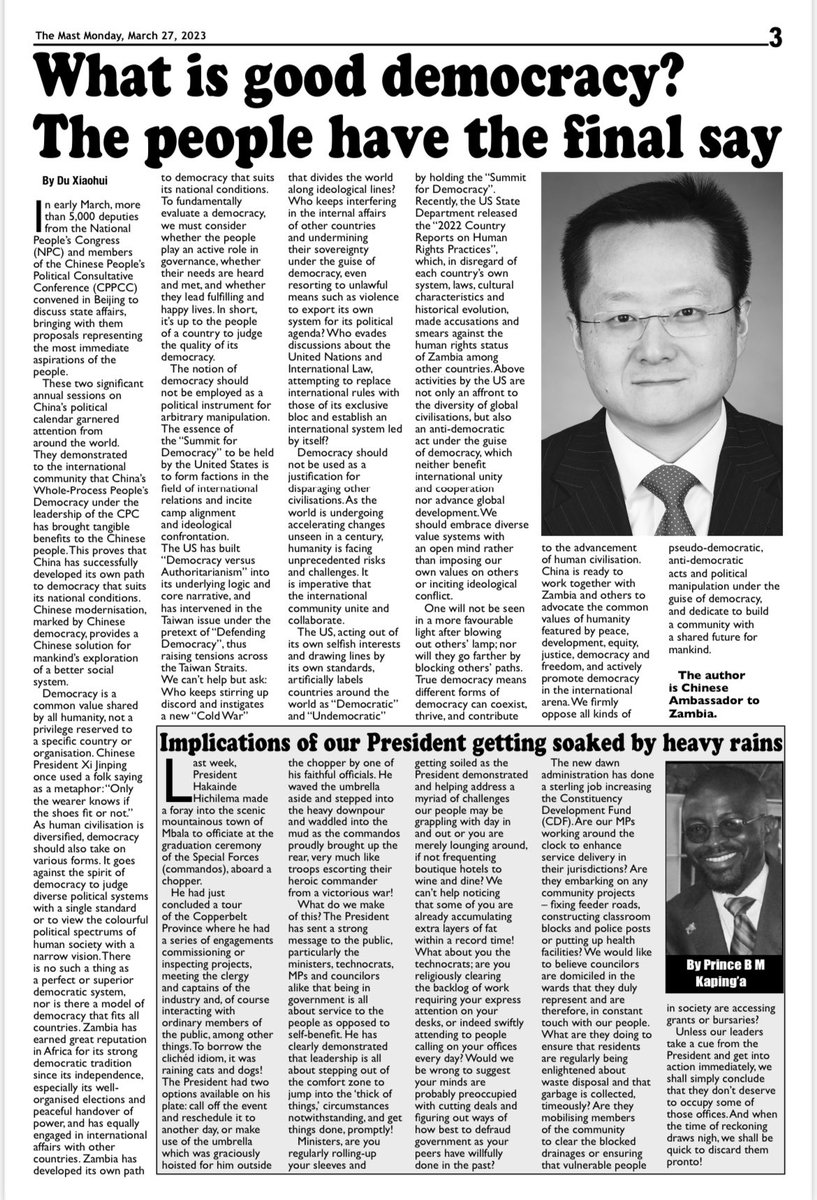 markogrdosic's tweet photo. When #China ambassador to #Zambia wants to teach us what democracy is… #SummitForDemocracy https://t.co/EFB8anus76
