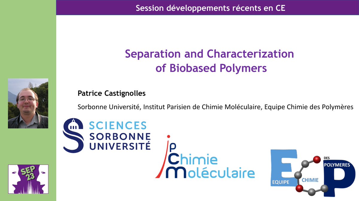 CastignollesP's tweet image. Avec notamment une omniprésence de la chimie verte et notamment biosourcé, #SEP23 #Forumlabo y compris ma présentation aujourd&apos;hui a 15h15 sur la préparation d&apos;échantillons, la SEC/GPC, l’électrophorèse capillaire et la RMN des monomères et polymères biosourcés