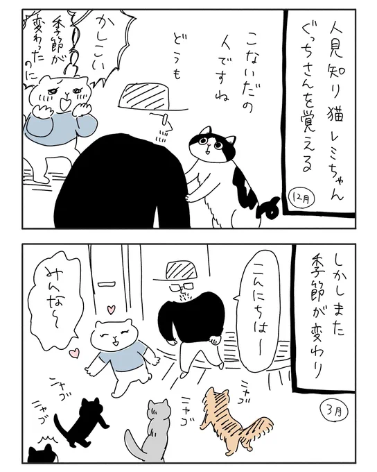 今日の新作は先読みこちらです🐱

人見知り猫その後 - ヤチナツマンガ https://t.co/4XjFbBZdyh 