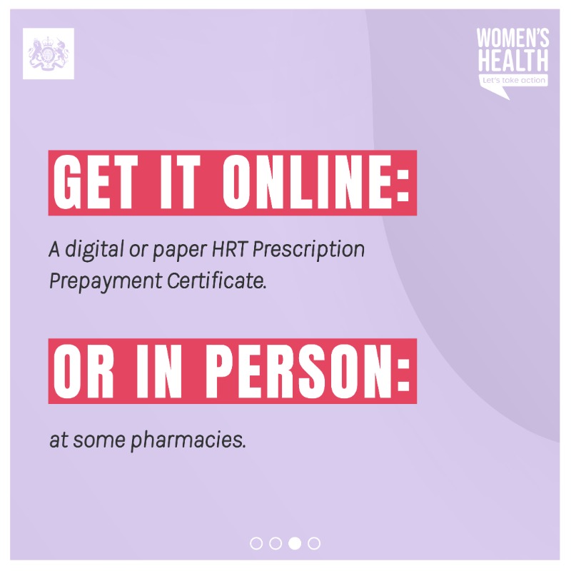DHSCgovuk's tweet photo. 📅 From 1 April you’ll be able to get a HRT Prescription Prepayment Certificate (PPC) for HRT medicines.

It will cost the price of two single prescription charges and be valid for 12 months, reducing the cost of HRT to less than £20 a year.

See details 👇🏼