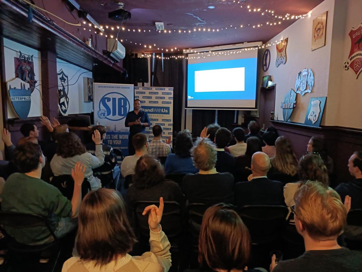 NGOmonitor's tweet photo. NGO Monitor’s Director of Communications Itai Reuveni gave a talk, "Analyzing Current NGO Approaches to the Israeli-Palestinian Context: A Discussion on Apartheid and Its Definition" in The Netherlands with @StandWithUs Nederland and @sibgroningen.
#apartheidlibel #apartheidweek https://t.co/YkSBK0emQe