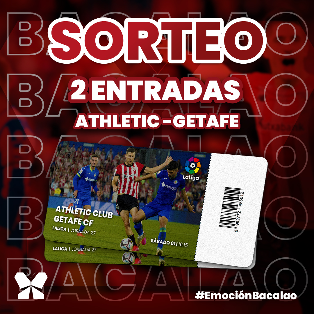 💥𝗦𝗢𝗥𝗧𝗘𝗢

¡Sorteamos 𝟮 𝗲𝗻𝘁𝗿𝗮𝗱𝗮𝘀 para San Mamés!

<a href="/AthleticClub/">Athletic Club</a> 🆚 <a href="/GetafeCF/">Getafe C.F.</a>

Requisitos:
1º Seguir a <a href="/RadioPopular/">Radio Popular - Herri Irratia</a>
2º RT y FAV
3º Mencionar a 2 amig@s en comentarios

🔻Hasta este jueves (30/03/2023) a las 16:15

🦁#EmociónBacalao #AthleticClub #AthleticGetafe
