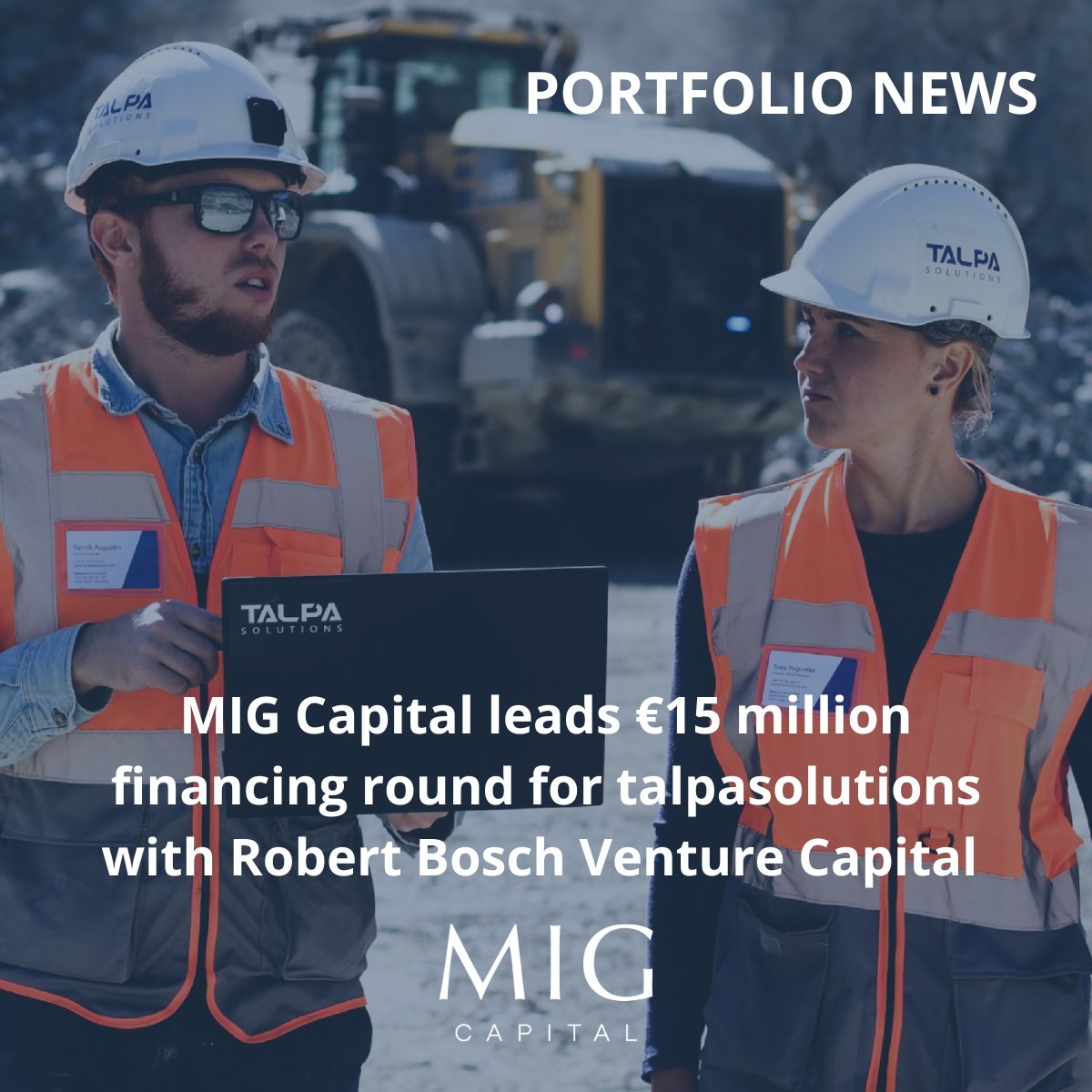 MIG CAPITAL AG (@mig__ag) on Twitter photo Excited to announce that MIG Capital is leading a €15 million Series B financing round for <a href="/talpasolutions/">talpasolutions GmbH</a> together with Bosch Ventures (Robert Bosch Venture Capital GmbH) to boost #industrialintelligence in #heavyindustry!
#VisionsIntoValue #IIoT #AI #VentureCapital Excited to announce that MIG Capital is leading a €15 million Series B financing round for <a href="/talpasolutions/">talpasolutions GmbH</a> together with Bosch Ventures (Robert Bosch Venture Capital GmbH) to boost #industrialintelligence in #heavyindustry!
#VisionsIntoValue #IIoT #AI #VentureCapital