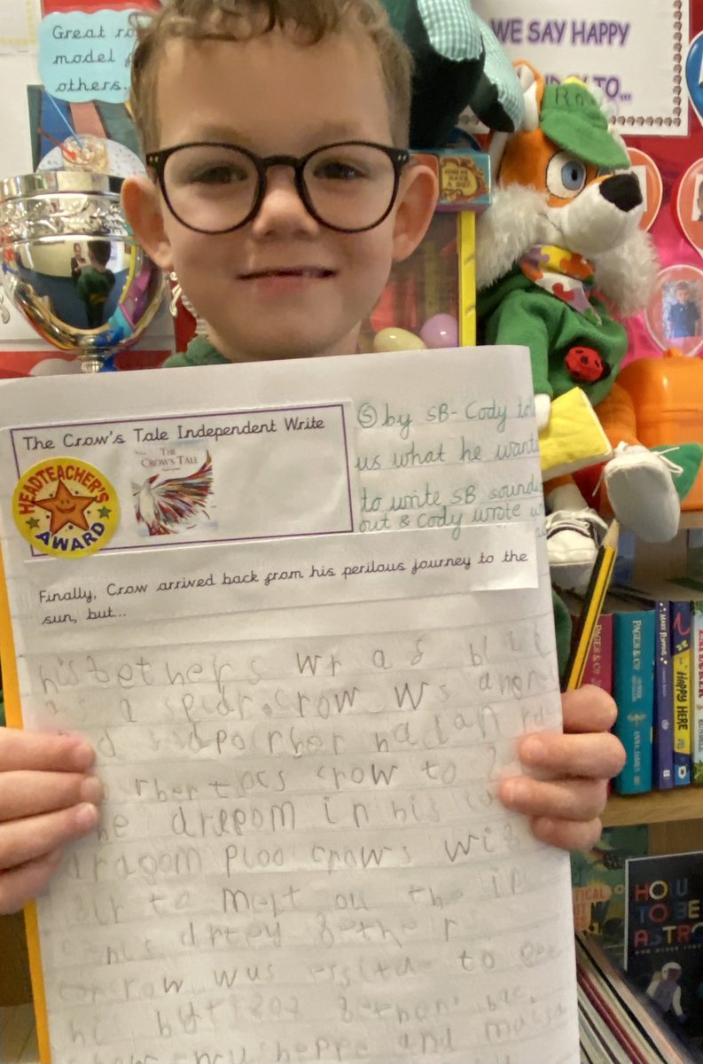 NRCPSchool's tweet photo. So excited to have a visit from this young man today who has been working super hard with his writing! We are all very proud of him. #northroadvalues https://t.co/hm4lrnaFsd