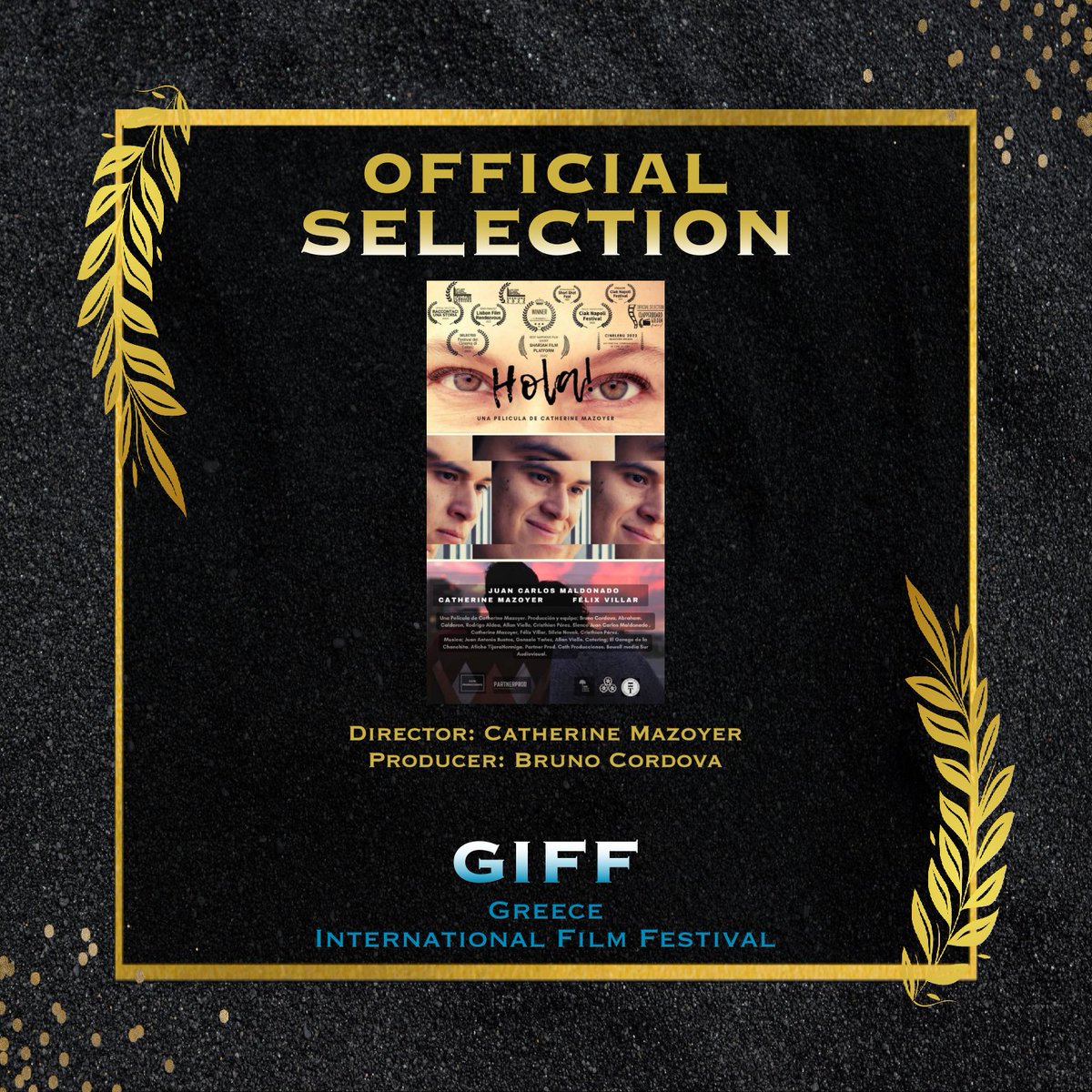 greeceiff's tweet photo. HOLA
Official Selection 🌿
Greece Premiere 🌐
Chile 🇨🇱
Director: Catherine Mazoyer
10:00',Short,Fiction,Comedy
https://t.co/sQUx6KD7Sf
Art63
#greeceinternationalfilmfest
#filmfestival #shortfilm #director #actor #catherinemazoyer #fiction #comedy #spanich #chile #athens #greece https://t.co/3njHLmEJaw