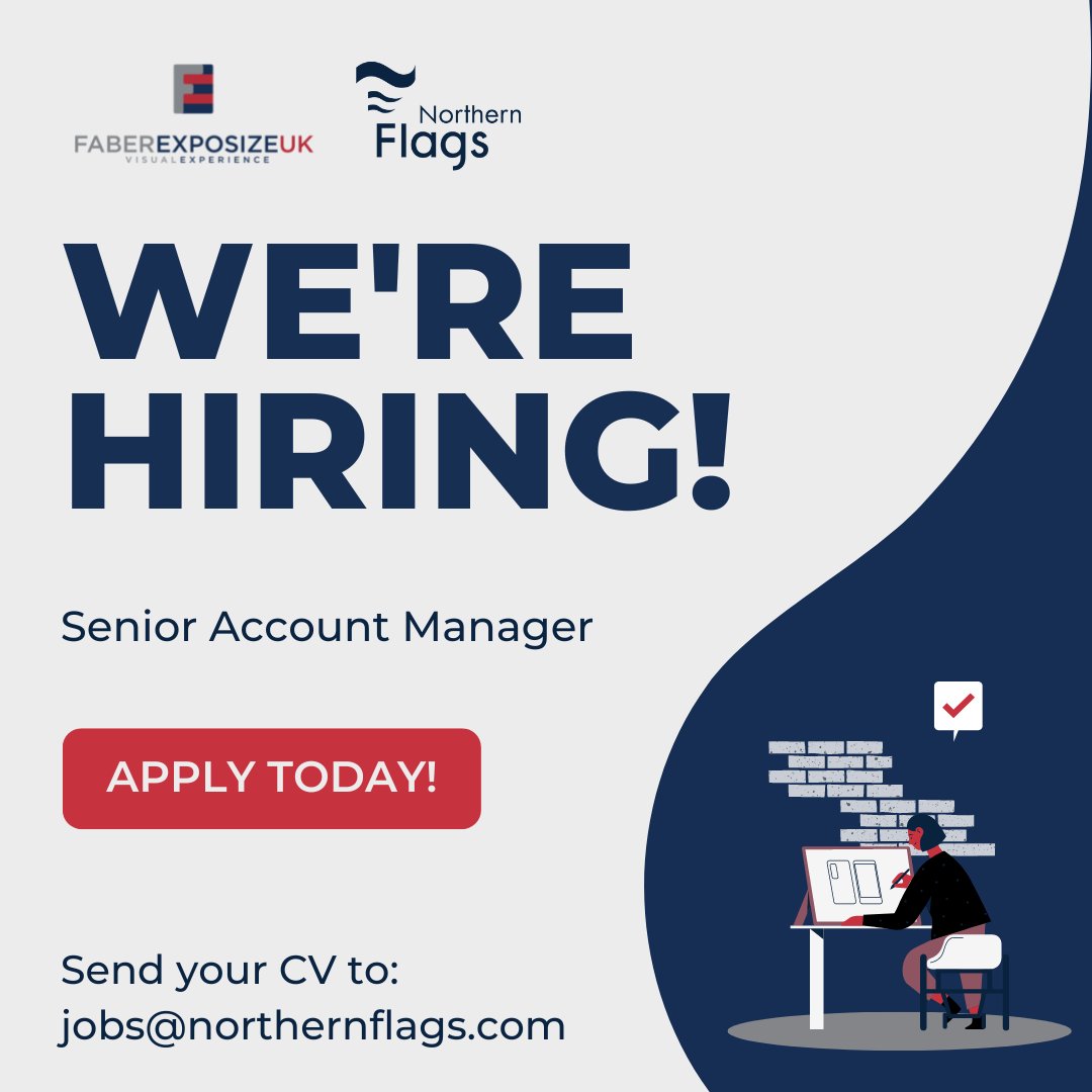 Could you be our next Senior Account Manager? We're looking for a new addition to our experienced Account Management team to help manage some of our larger clients. To apply, send your CV to jobs@northernflags.com.

#printindustry #careersinprint #jobs #hiring #accountmanager