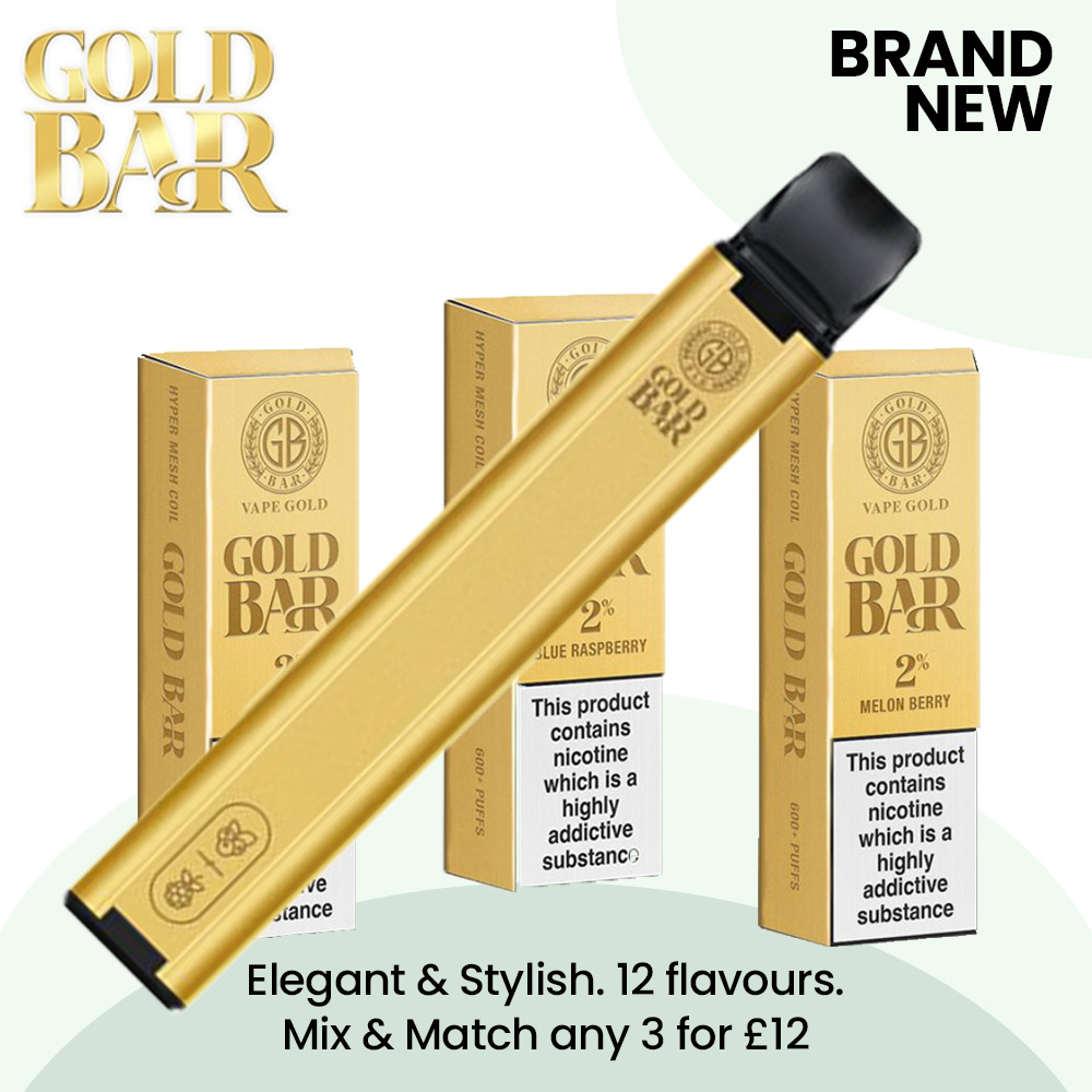 Put away the metal detector and treasure map you've hit Gold , Gold Bar disposable Vapes that is.
This quirkily presented vape is Brand New and available in a range of 12 flavours including some less usual ones such as Peach Pear and Strawberry Parfait.

vapourcore.com/collections/va…