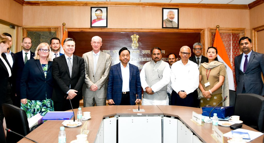A delegation led by Mr. Karel Hirman, Hon’ble Minister of Economy of the Slovak Republic, called upon Mr. Narayan Rane, Hon’ble Minister of MSME on 28.03.2023 in Udyog Bhawan, New Delhi.
