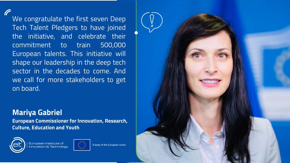 👏The @EITeu Deep Tech Talent Initiative, a flagship of our #EUInnovationAgenda, has just reached its first major milestone! 💻With the🆕tech organisations pledging to train over 500,000 🇪🇺deep tech talents, we are on the road to reach our 1️⃣M target! 👉europa.eu/!hpp7QX