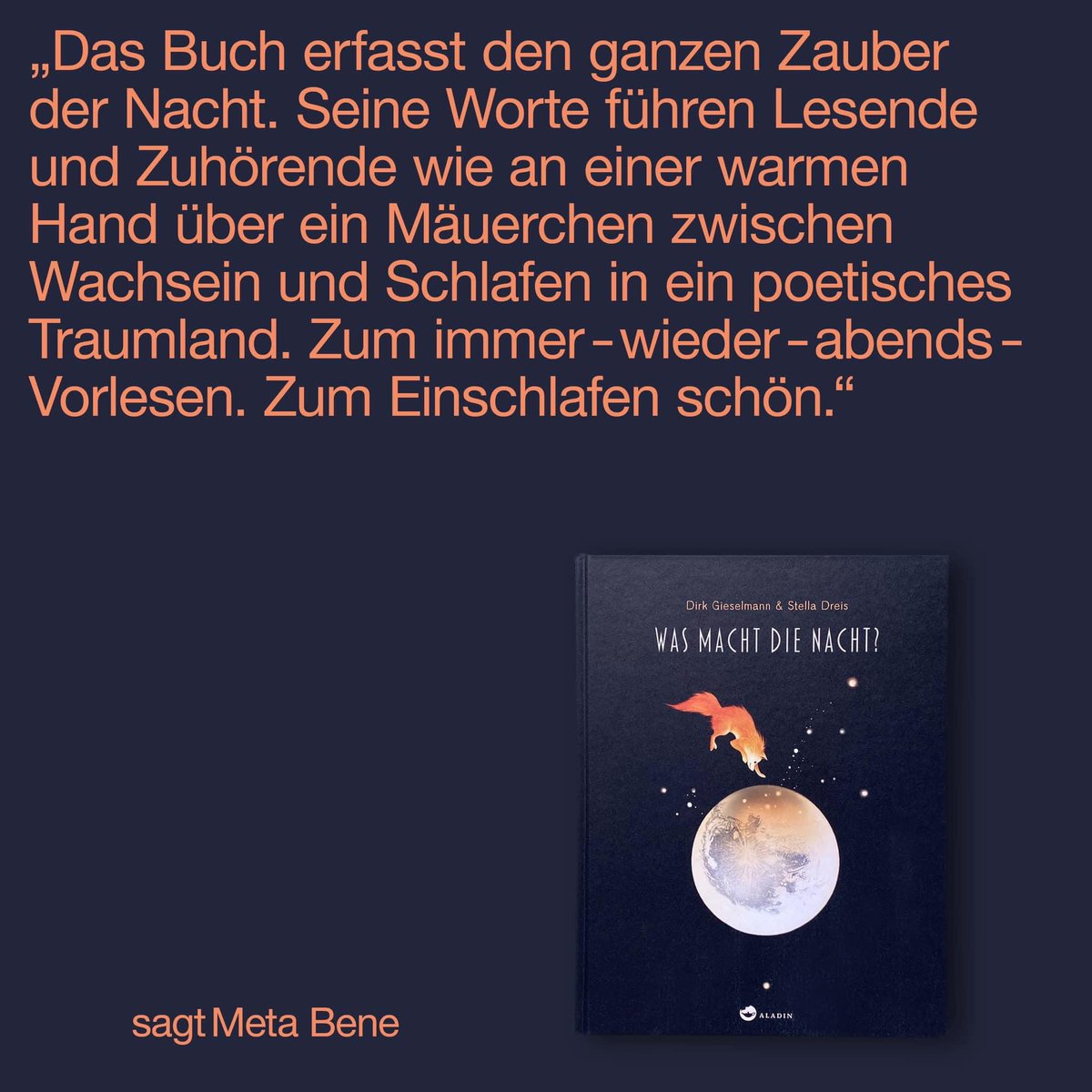 🦊! 🌕!
WAS MACHT DIE NACHT, das neue Kinderbuch von Stella Dreis und mir: JETZT IN JEDER SCHÖNEN BUCHHANDLUNG!