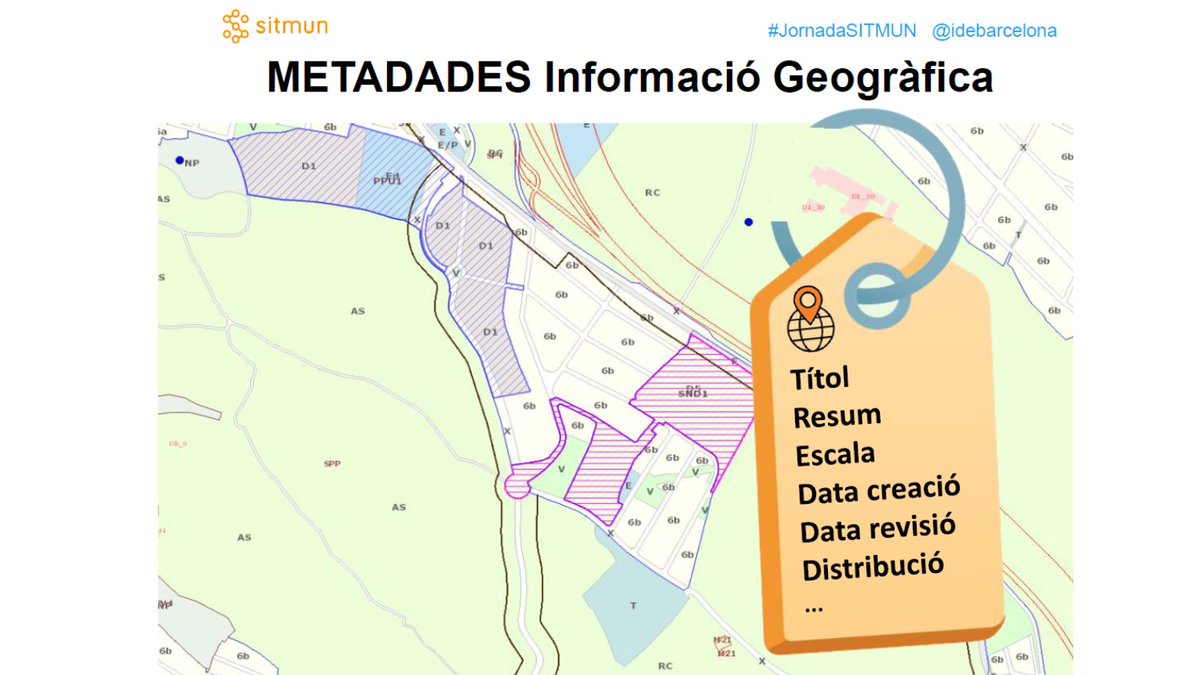 IDEBarcelona's tweet photo. La Montse Marco de l’#OTCSL ens explica que les metadades serveixen per descriure la informació geogràfica @diba #JornadaSITMUN #idelocal @IDEESpain @ide_cat https://t.co/Rm8toD37m1