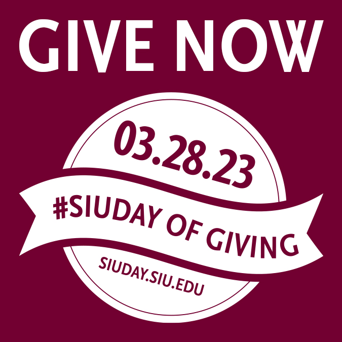 #SIUDay is today! Come show your Saluki pride and give to your favorite cause. Together, we can make a difference in the lives of our students. Give now at siuday.siu.edu.