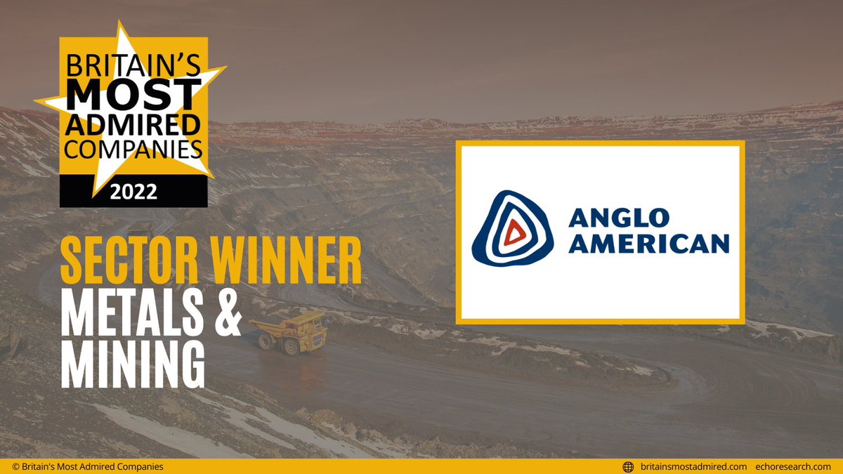 GOLD! <a href="/AngloAmerican/">Anglo American</a>  is the winner of the Metals &amp; Mining sector #BritainsMostAdmired2022 #reputation #research <a href="/EchoResearch/">Echo Research</a>