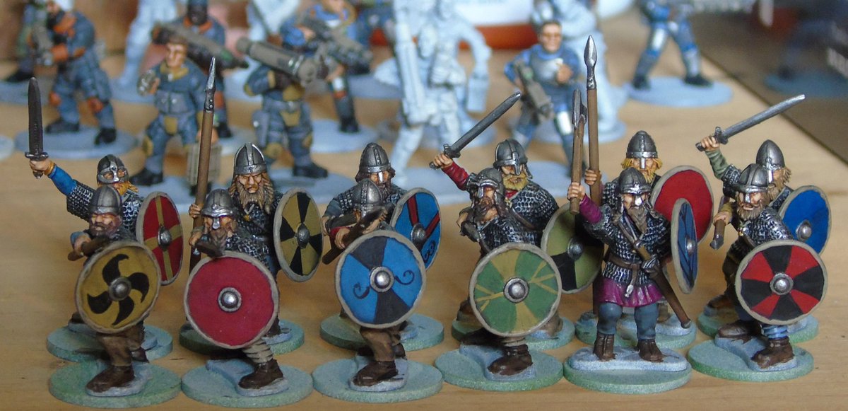 That's the last unit of Vikings done! Now it's time to base the whole army and get them out on the table. #wargaming #wargames #tabletopgaming #tabletopgames #tabletopwargaming #darkage #Vikings #VikingAge #28mmModels #ModelMaking #ModelPainting #GrippingBeast