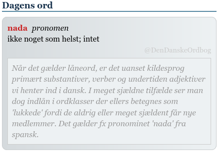 DenDanskeOrdbog's tweet photo. #ingenting #låneord #pronominer #dagensord
https://t.co/vnqhv6UJIl https://t.co/hPP7MQcsnX