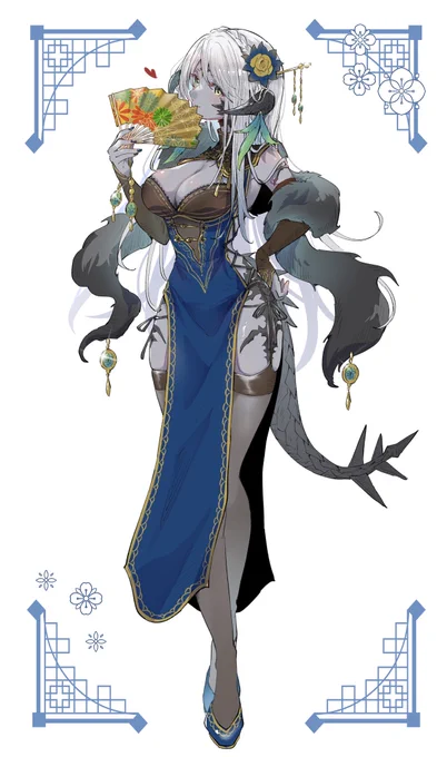 チャイナアウラちゃん全身!#FF14 #FF14art #FF14イラスト #アウラ 