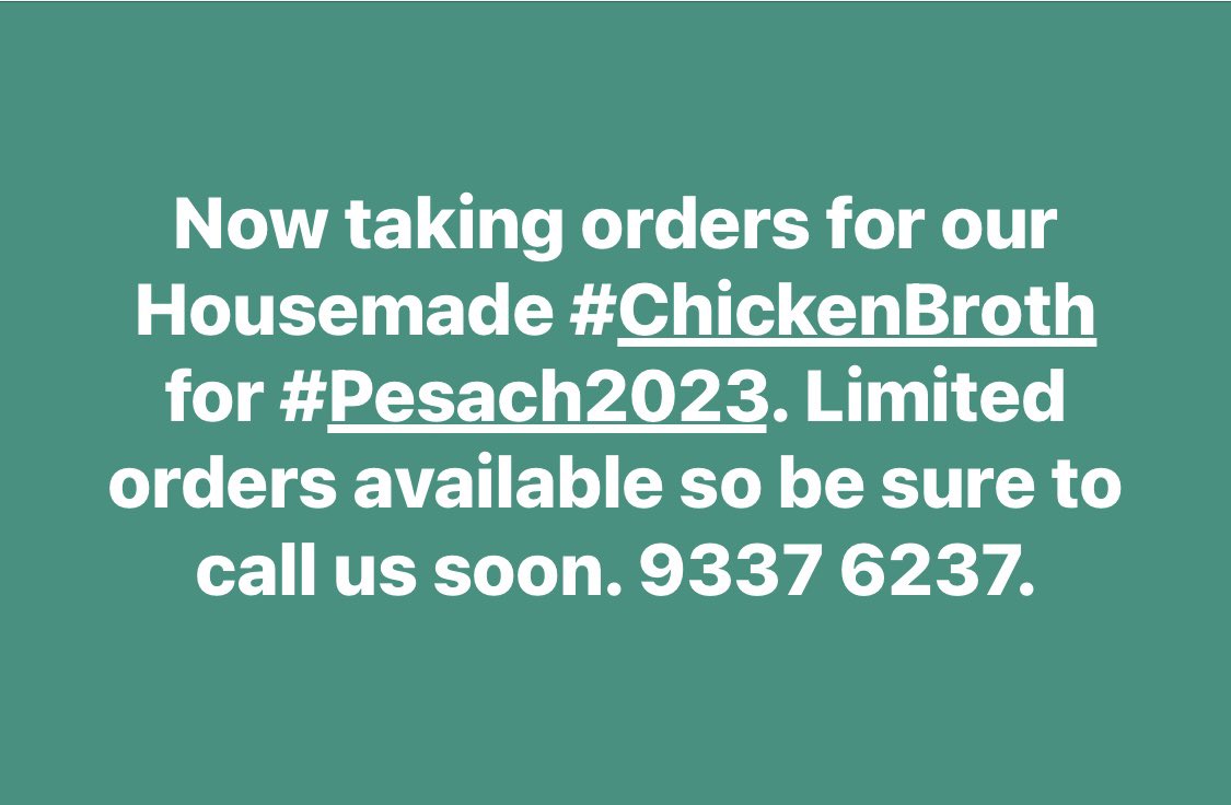 BirdsGaloreRB's tweet photo. Now taking orders for our Housemade #ChickenBroth for #Pesach2023. Limited orders available so call soon. 9337 6237. 

Birds Galore of Rose Bay
https://t.co/SJDxpZOxEV
#birdsgalore #sydney #rosebay #vaucluse #doverheights #doublebay #sydneyfood #sydneyfoodie #easternsuburbmums https://t.co/zFdg06SGzg