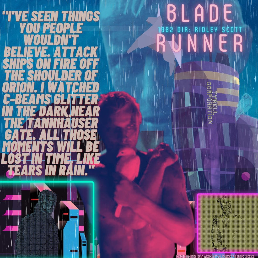 LocationistUk's tweet photo. Today’s classic #filmquote comes from the iconic movie #BladeRunner starring #HarrisonFord
🎥 Are you a #filmgeek like me? Check out this 👇
https://t.co/Fr6DZbwOec
#RutgerHauer #Bladerunnerfans #bladerunnerart #fanart #cinemaicon #SciFiArt #80smovies #manchester #brum https://t.co/NlEc9rk0m9