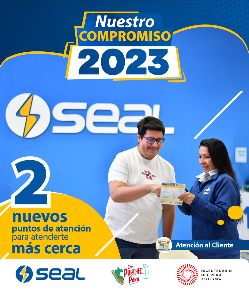 Nuestro #compromiso 2️⃣0️⃣2️⃣3️⃣ 
💡 Trabajamos para acercar nuestros servicios a todos los usuarios. Como parte del plan de excelencia en atención al usuario  contaremos con modernas oficinas en el <a href="/Mallplazaperu/">Mallplaza Perú 🇵🇪</a> Cayma, además con 2 módulos en el MAC del <a href="/mallaventura/">mallaventura</a> Porongoche.