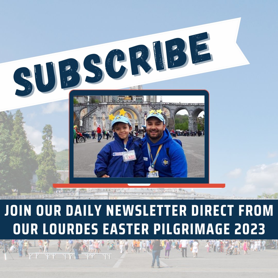 HCPT's tweet photo. Can't join us in Lourdes this year? No problem! 

Sign up for our email updates at https://t.co/oYYfQagsPE and be part of the inspiring stories and beautiful photos from the HCPT Easter Pilgrimage.

Don't miss out on this life-changing experience! #HCPT #EasterPilgrimage #Lourdes https://t.co/xXoZNlnwYj