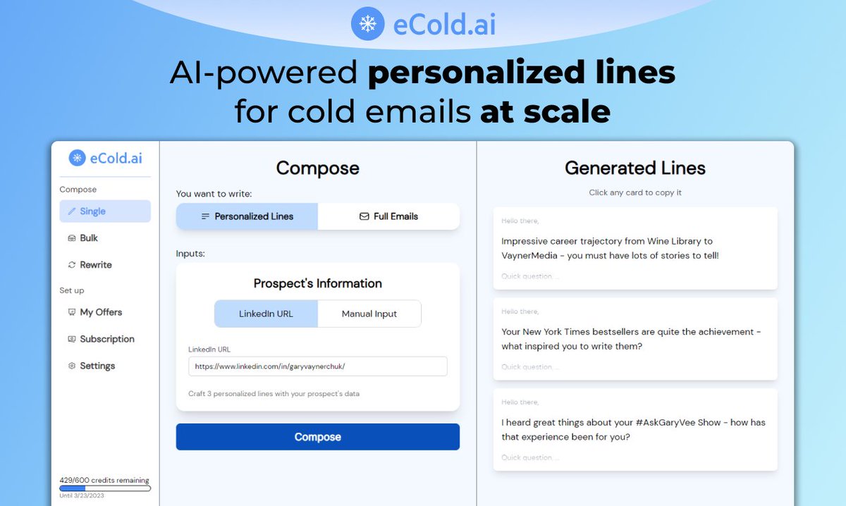 BetaList's tweet photo. https://t.co/2DKgWhjV7a: An AI-powered personalized lines for cold emails generator

https://t.co/uYFvd1sdpr https://t.co/QcS653u8Gg
