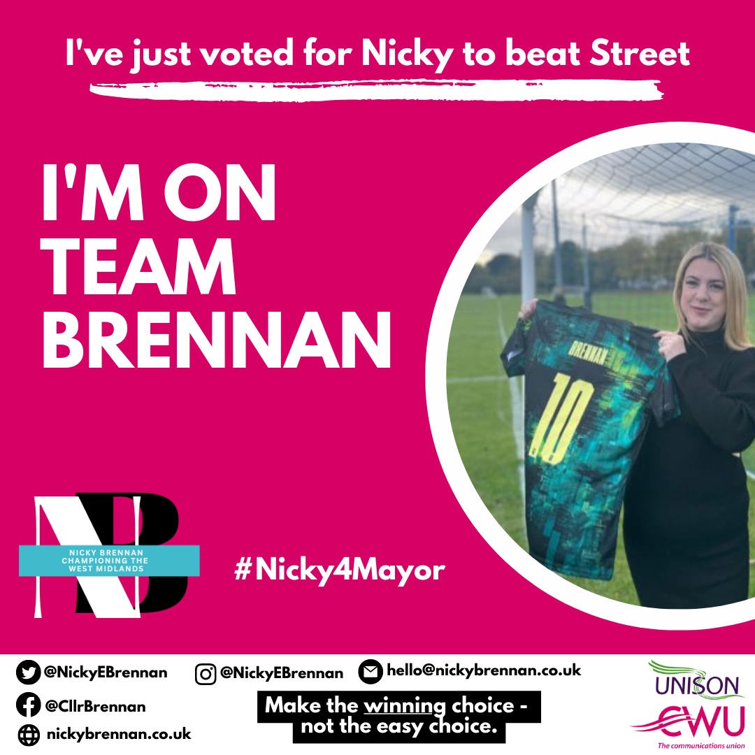 JackEDeakin's tweet photo. I've just voted for @nickyebrennan so that we have a Labour gain in 2024.
Join #Nicky4Mayor and look for an email from "CES". #FiveMissions https://t.co/GuGQDDkuhb