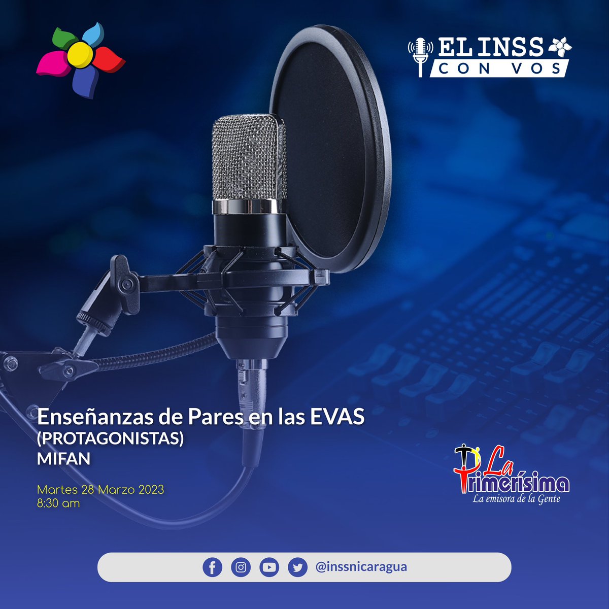 #INSS| Hoy en nuestro programa radial tendremos invitados especiales del Ministerio de la Familia para abordar todo lo relacionado a Enseñanzas de Pares en las EVAS y sus protagonistas.

🗓️Martes 28 de Marzo 2023

📻Radio La Primerísima Nicaragua 

Transmisión EN VIVO 🔴