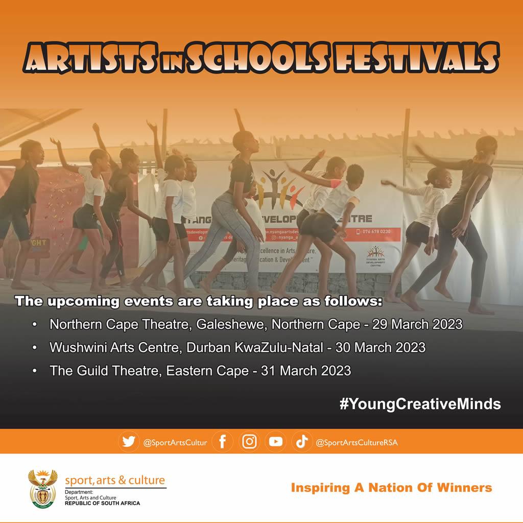 SportArtsCultur's tweet photo. Artists in Schools further gives learners ability to choose the creative arts as a subject of choice, thereby pursuing this as their careers of the future
More info: Mpho Mabule, mphom@dsac.gov.za | Tel. 012 441 3656 or Moleleki Ledimo, molelekil@dsac.gov.za or 012 441 3071 [2/2] https://t.co/4OllbqIpYC