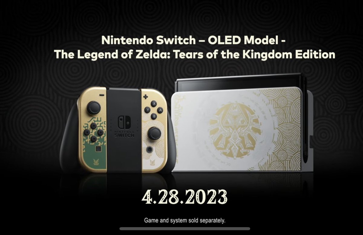 NinWire's tweet image. The Legend of Zelda: Tears of the Kingdom Switch OLED is confirmed! Releases on April 28th!