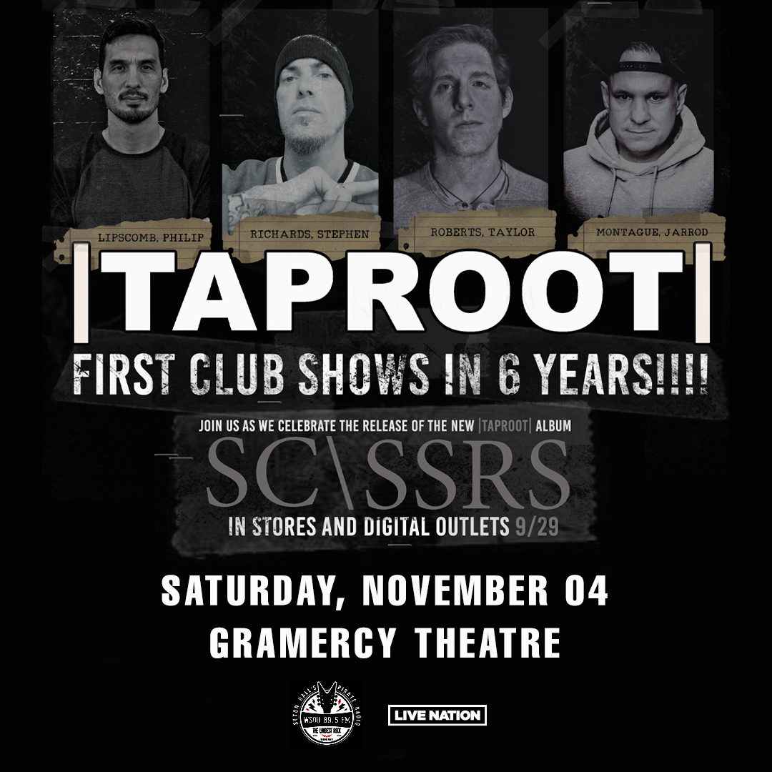 GramercyTheatre's tweet photo. #Announced ✂️ WSOU Presents @FollowTaproot - November 4th! Presale begins on Wednesday at 10AM (code: OPENER), and tickets go on sale to the general public on Friday at 10AM > https://t.co/J50S3PGwoV https://t.co/NeC6utMZlH