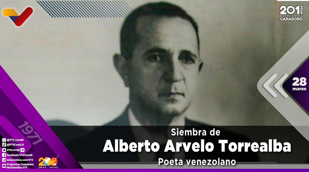 #EFEMÉRIDE🗓️| Se cumplen 52 años de la siembra del poeta y crítico literario venezolano Alberto Arvelo Torrealba. Su creación en verso Florentino y El Diablo es un reflejo de la cultura popular y la identidad venezolana. #DuroContraLaCorrupción