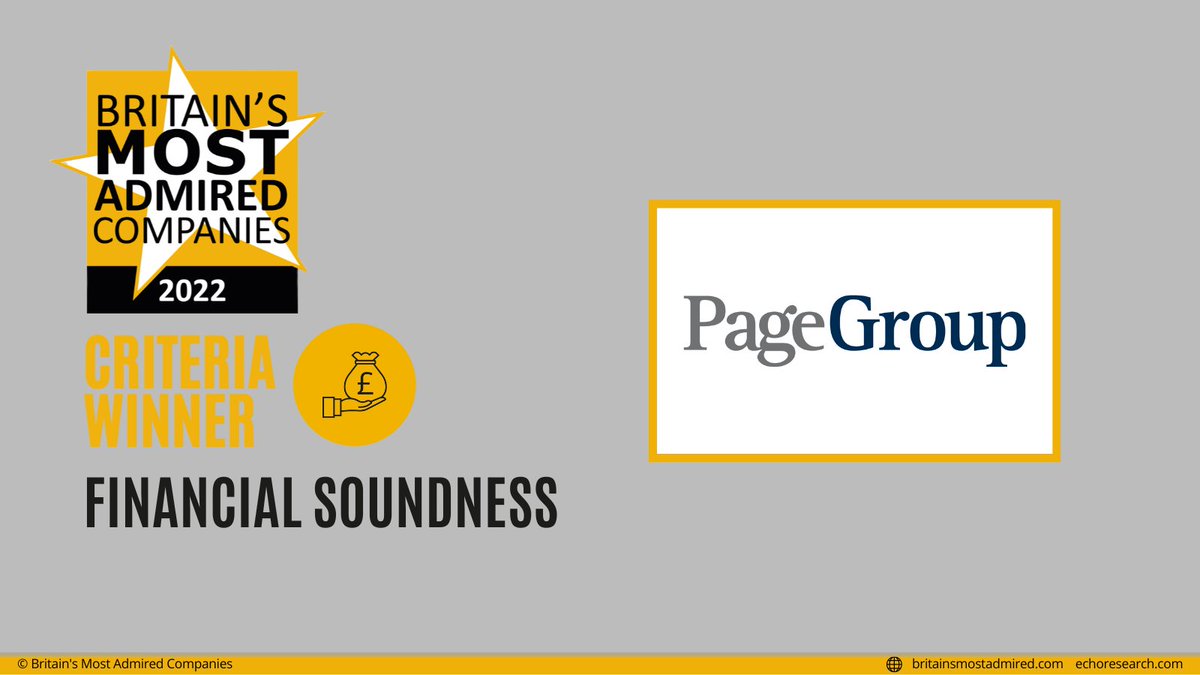 CONGRATULATIONS to 
<a href="/ThePageGroup/">The Page Group</a>  – Britain’s most admired company for Financial Soundness #BritainsMostAdmired2022 
#reputation #research
<a href="/EchoResearch/">Echo Research</a>