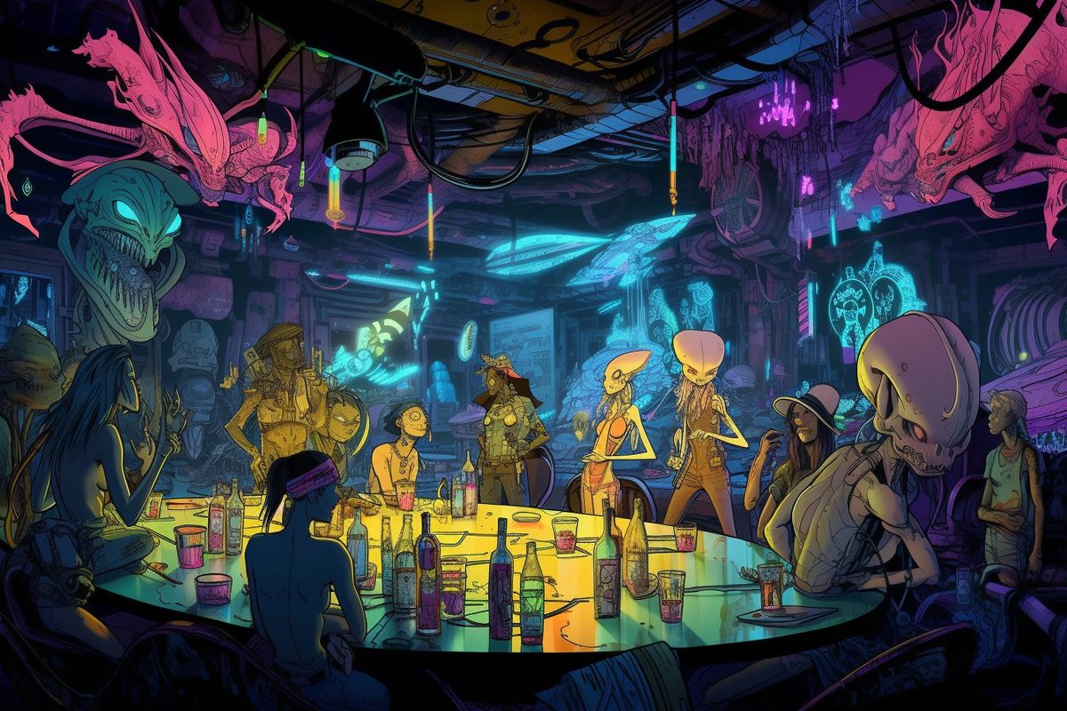 CyberartRealm's tweet photo. Haven't been tweeting much lately, just have things going on in the background but to keep my mind busy I went back to making more #tavlos scenes...
Here are some wips of cantinas
#midjourneyv5 https://t.co/5MQuZY8hRr