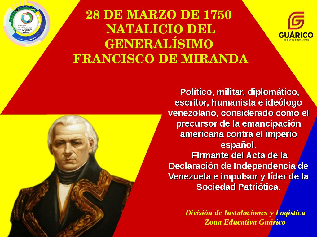 Natalicio del precursor de la Independencia. 

<a href="/NicolasMaduro/">Nicolás Maduro</a>
<a href="/_LaAvanzadora/">Yelitze Santaella</a>
<a href="/josemvasquez/">José Vásquez</a>
<a href="/eliaszurita/">Arnaldo Elias Zurita</a>
<a href="/munoz_zerpa/">Lourdes Munoz Zerpa</a>
@ZEGuarico
#DuroContraLaCorrupción