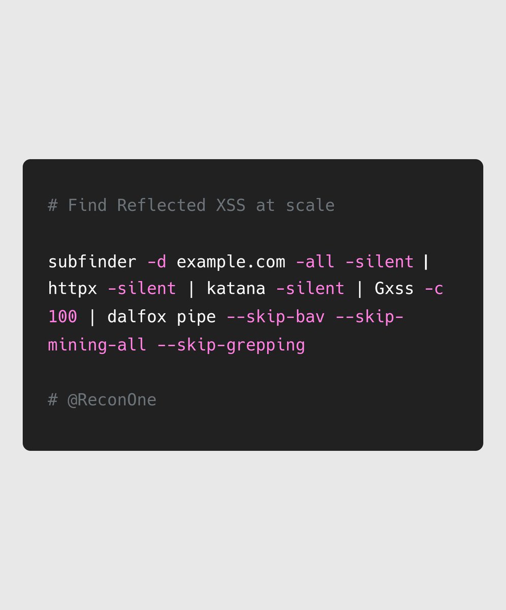 ReconOne_bk's tweet photo. Dalfox 2.9 released! Here is how to leverage it to find Reflected XSS at scale 👇🛸

#bugbountytips #bugbounty #recon #AttackSurface #xss #dalfox https://t.co/sbgm1YuWNM